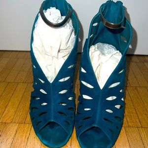 Jimmy Choo Suede Teal High Heel Booties - Size 38